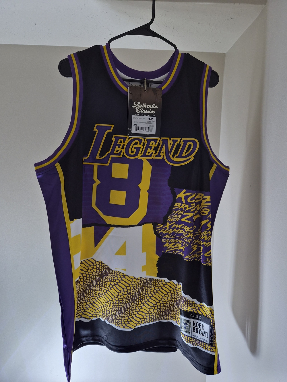 Classic Legend 8 Kobe Bryant Purple and Yellow Basketball Jersey